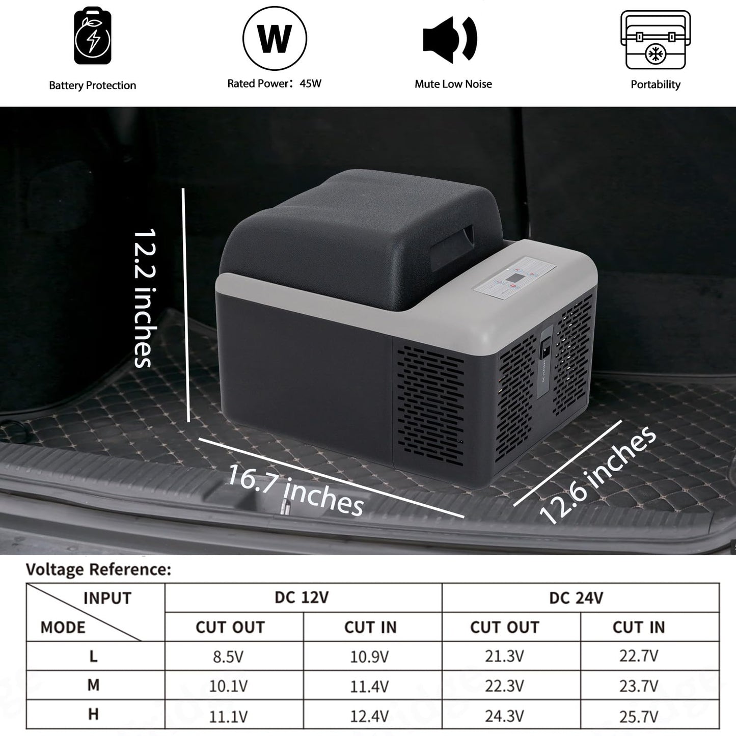 Alpicool C12PT Portable Car Freezer Cooler, 12 Volt Car Refrigerator, 12 Quart Fast Cooling, with 12/24V DC and 100-240V AC for Outdoor, Camping, RV, Truck (Black&Grey)