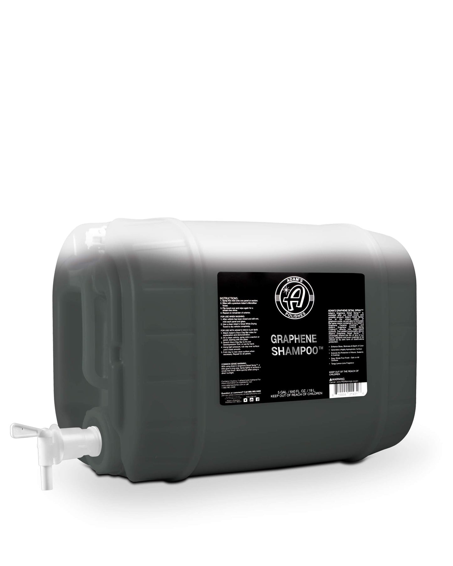 Adam's Polishes Graphene Shampoo 5 Gallon - Graphene Ceramic Coating Infused Car Wash Soap - Powerful Cleaner & Protection In One Step - pH Neutral, High Suds For Foam Cannon & Gun, Detailing Bucket