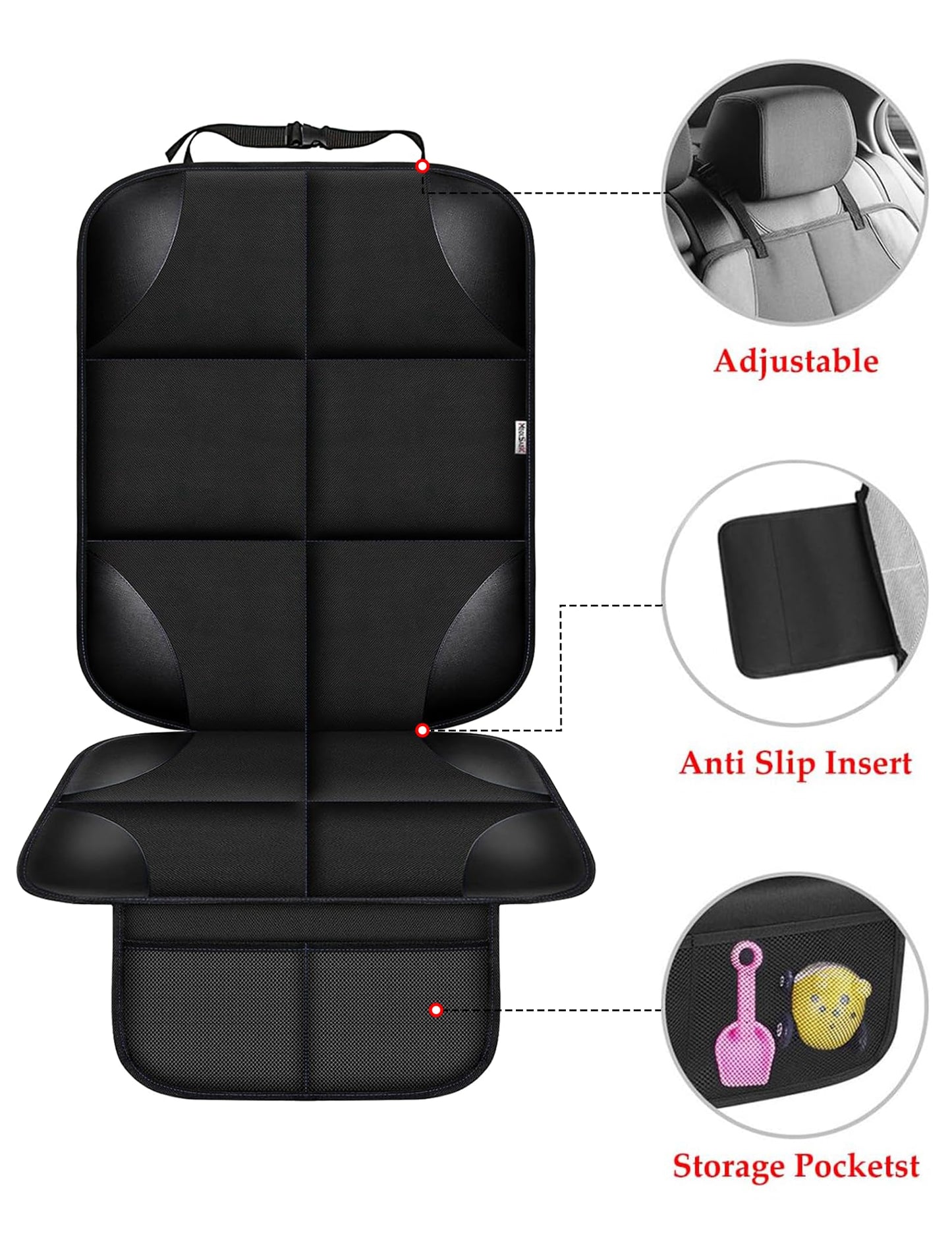 Meolsaek Car Seat Protector for Child Car Seat, Durable 600D Fabric Waterproof Car Seat Cover with Thick Pad Non-Slip Backing (No Imprints)