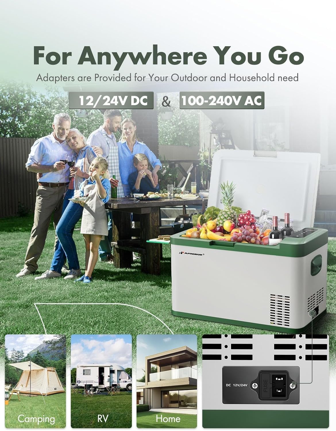 A-Premium 12 Volt Refrigerator 28QT/26.1L Portable Car Fridge Cooler, -4°F~68°F Portable Freezer Fast Cooling with 12/24V DC & 110/240V AC for Camping RV Roadtrips Truck Outdoor and Home Party Use