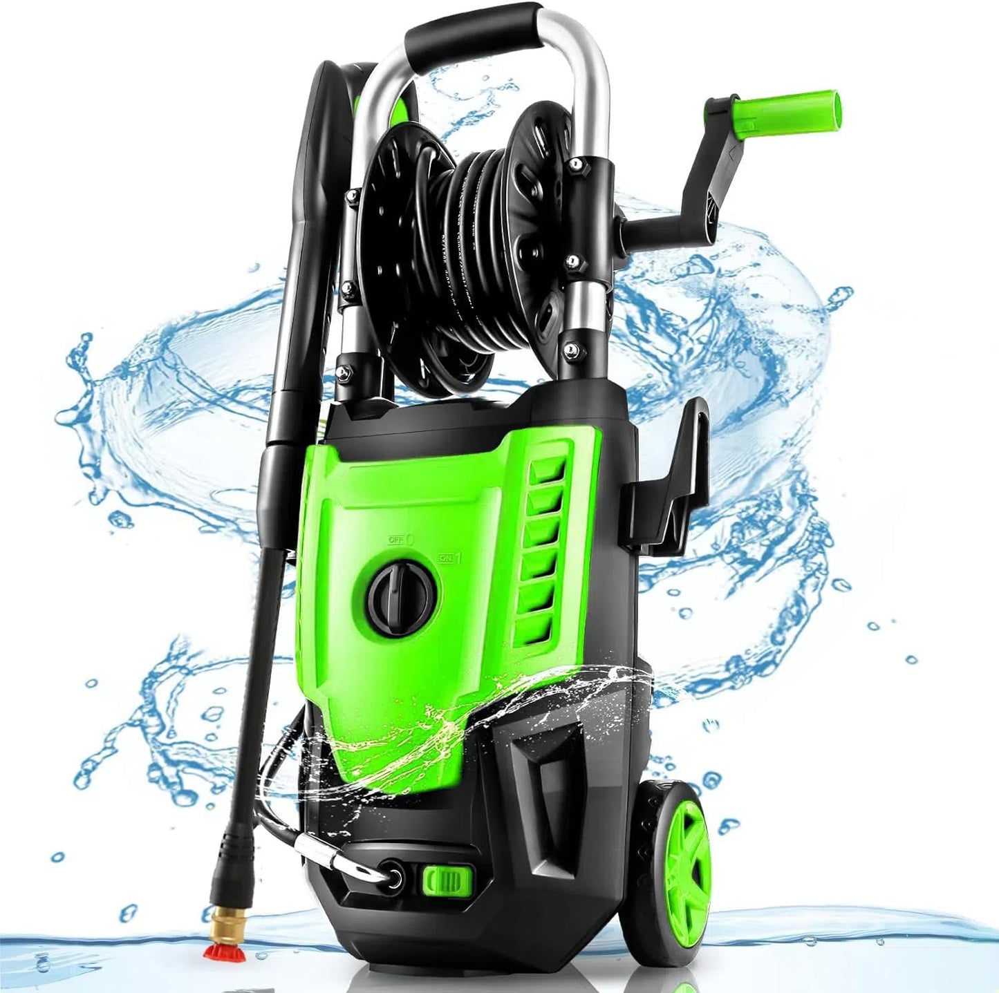 4800 PSI Pressure Cleaner- 4.0 GPM High Power Cleaner with 33FT Hose Reel, 4 Spray Tips and Soap Bottle for Car Washing, Fence Cleaning, Patio Maintenance(Upgraded) (Green)