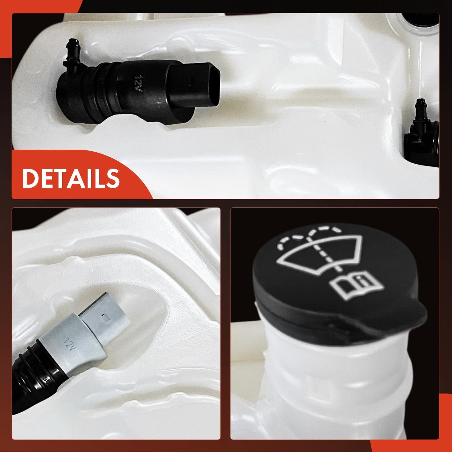 A-Premium Windshield Washer Reservoir Tank Assembly Compatible with GMC Acadia 2017 2018 2019 - with Washer Pump & Cap & Fluid Level Sensor