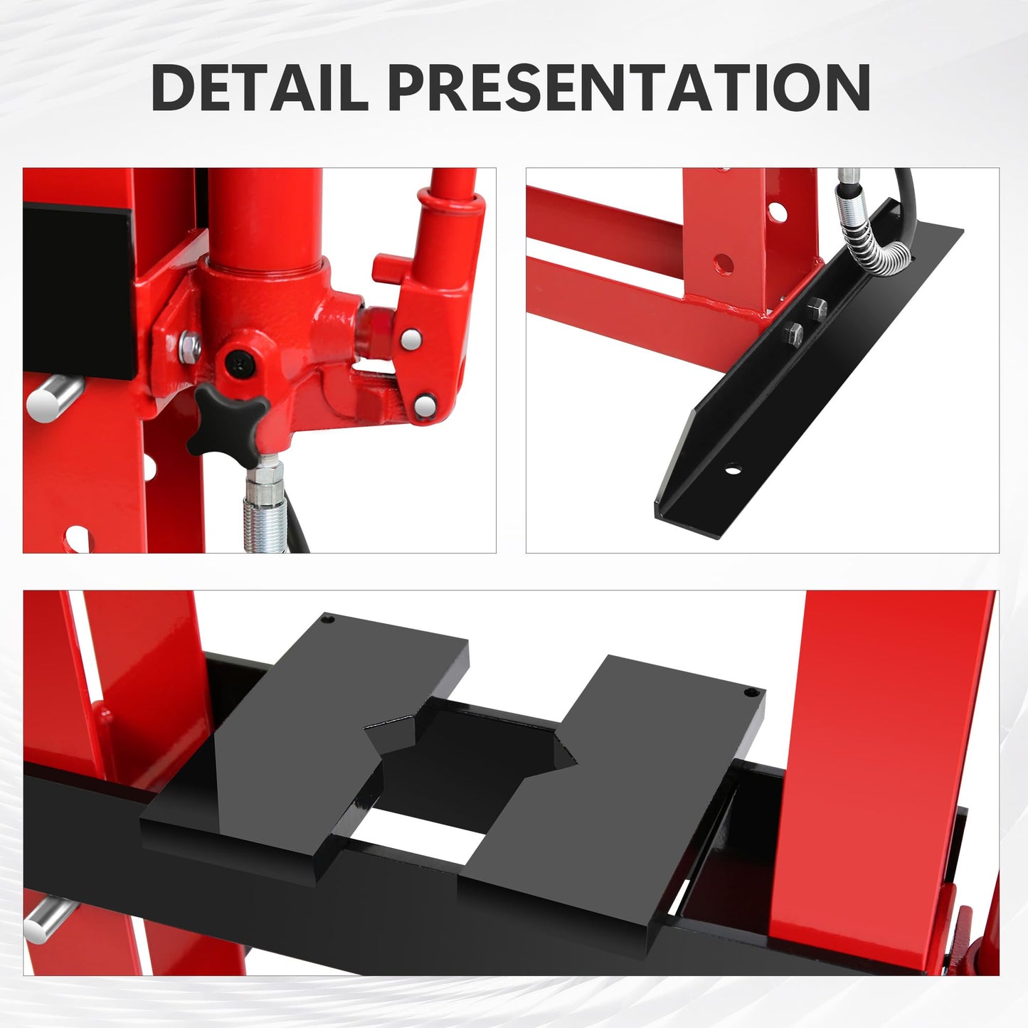 12 Ton Adjustable Benchtop Hydraulic Shop Press Metalworking Garage Workshop Tool w/Stamping Plates & Pressure Gauge Manual Hand Pump Steel Frame Compact Heavy-Duty Pressing Tool