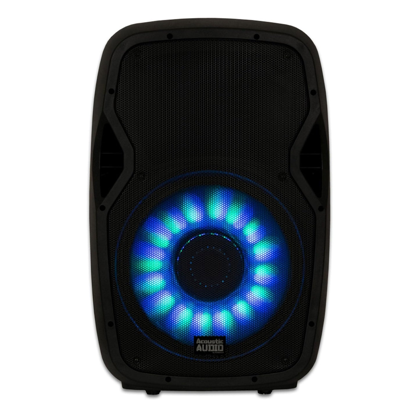 Acoustic Audio by Goldwood 1000W Bluetooth Speaker w/ Flashing LED, Large Plug-In PA System w/ Stand, Mic, & Remote for Karaoke, DJ, or Tailgate Party