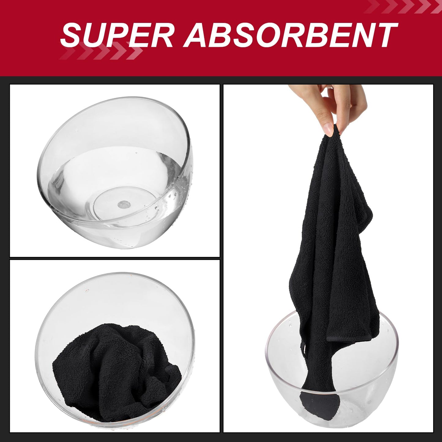 200 Pcs Microfiber Cleaning Cloth 16x16 Inch Microfiber Towels for Car Ultra Absorbent Cleaning Rags Reusable Lint Free Streak Free Detailing Towel for Car Washing Drying Dusting (Black)