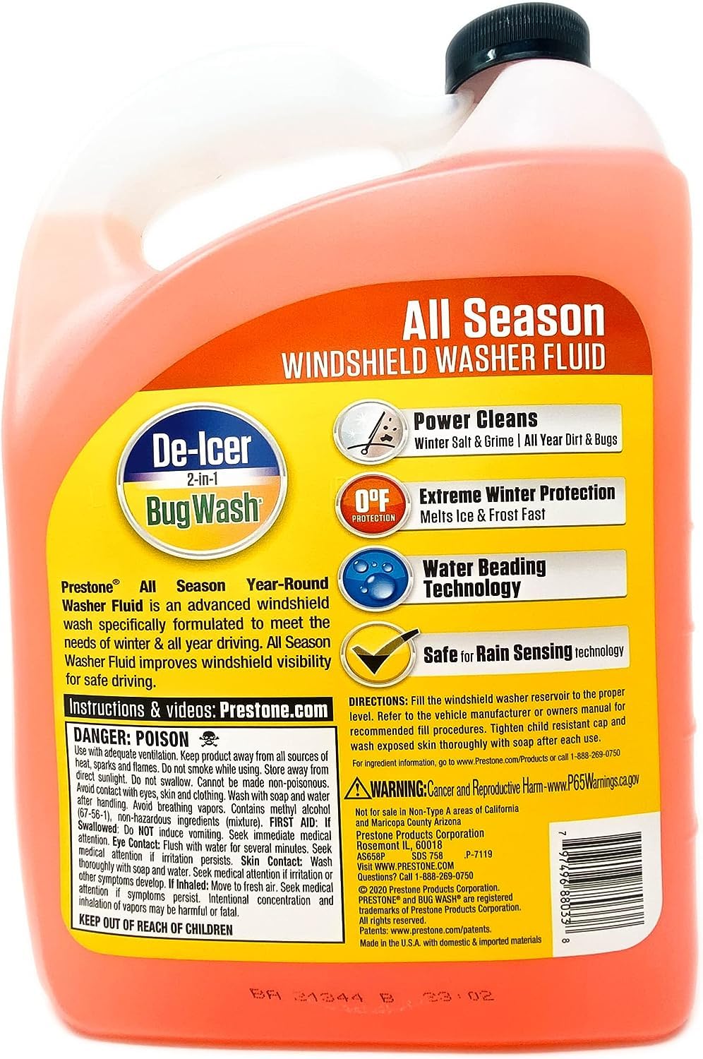 Prestone AS658P All Season 3-in-1 Year Round Windshield Washer Fluid