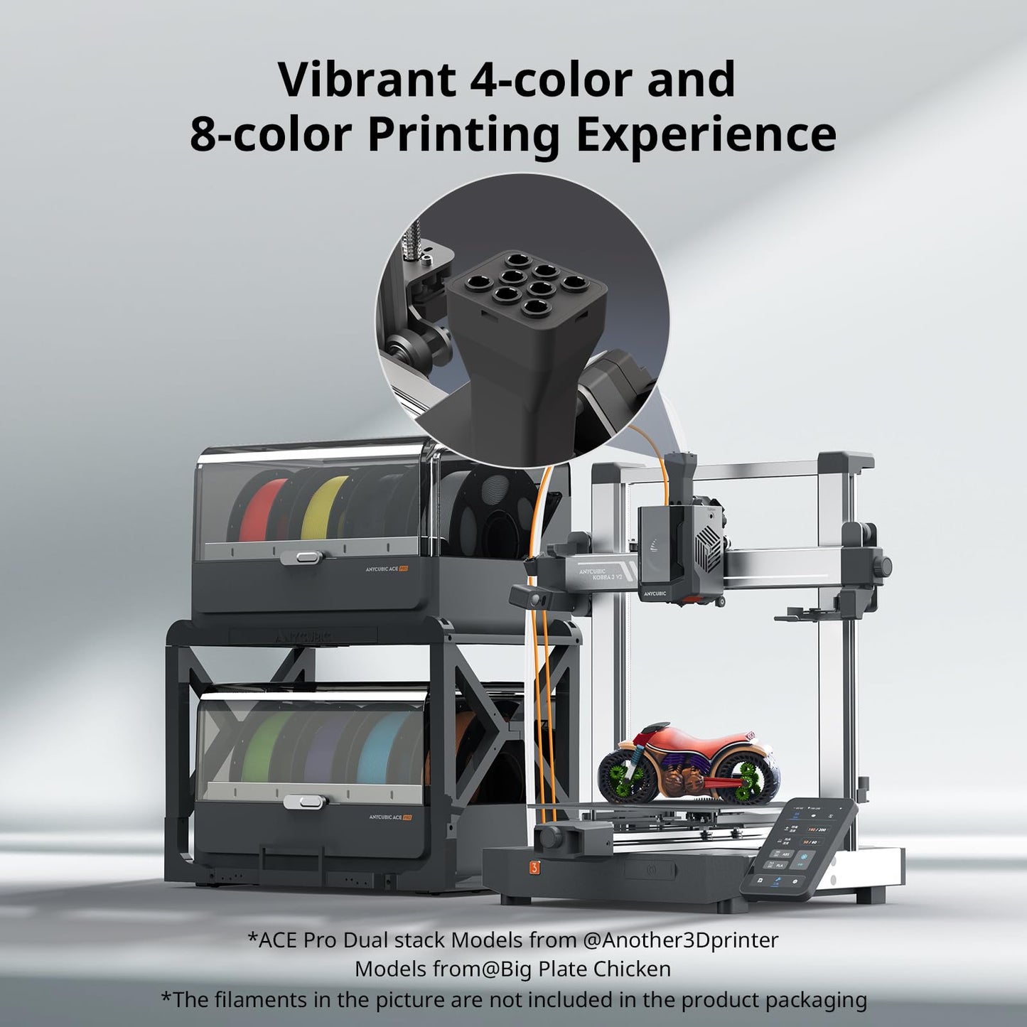 Anycubic Kobra 3 V2 Combo 3D Printer, Smart Multicolor Printing Up to 600mm/s Print Speed, Active Filament Drying Enhanced Auto-Leveling for Higher Success Rates, 10.0'' x 10.0'' x 10.2''