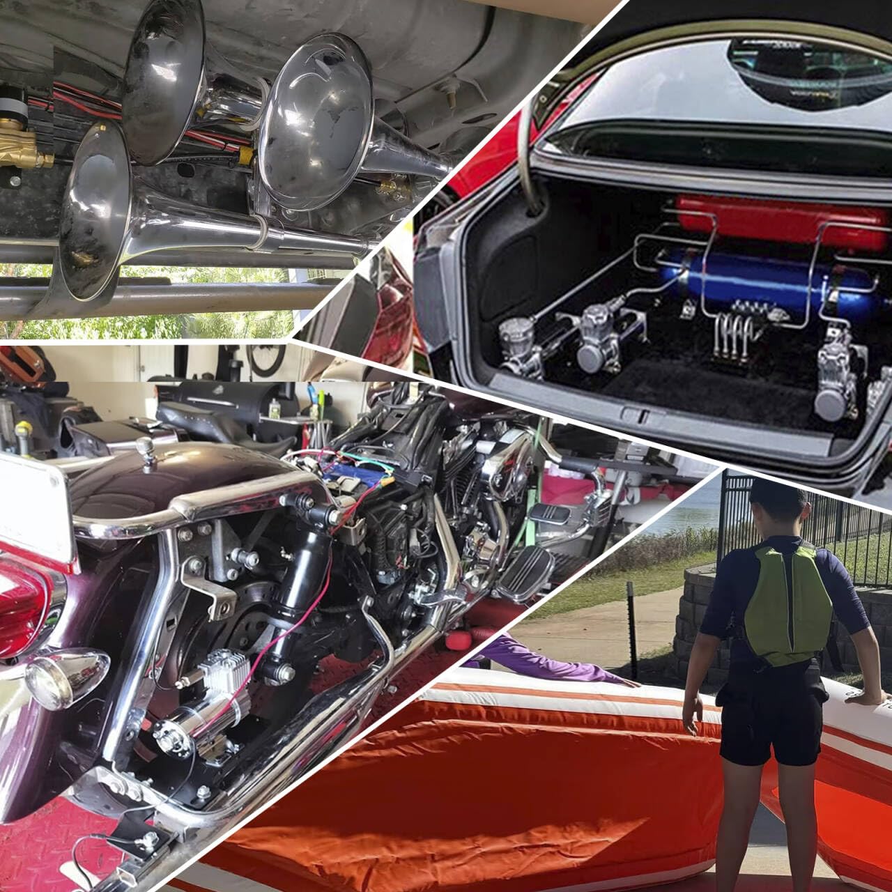 ZHSYMX Universal 150 PSI Horns Heavy Duty Onboard Air Compressor, Replacement for Truck/Car Train Horn/Suspension/Ride/Bag kit/System and All 12v Vehicles like Semi/Pickup Trucks, Black 1/4 NPT