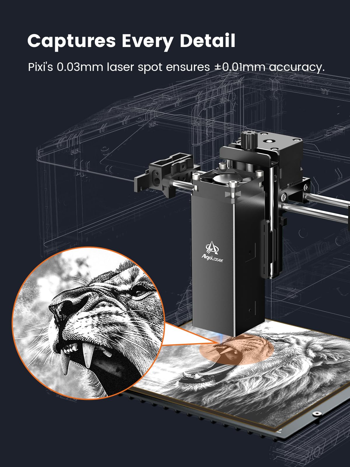 AlgoLaser 10W Portable Laser Engraver Machine: Smart Laser Engraver/Cutter with 3.5" Touchscreen & 2.0 AlgoOS System - Hand Draw/Wireless Transmission/Offline - Laser Engraving for Wood,Metal,Glass