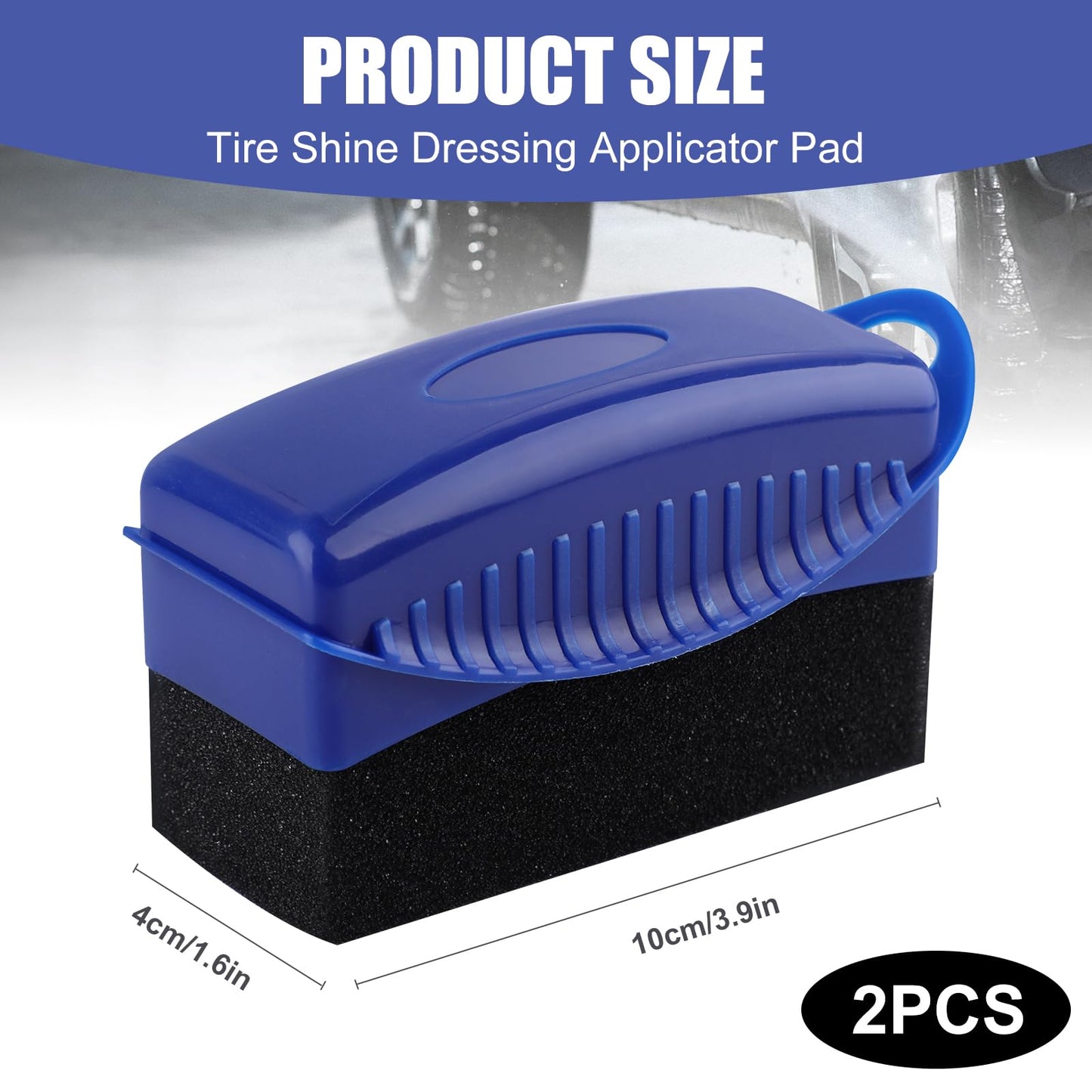 2 PCS Tire Shine Applicator Pad, Reusable Tire Dressing Applicator, Tire Sponges Applicator Pads with Lid, Tire Foam Applicator Sponges Contour Tire Wheel Shine Car Cleaning