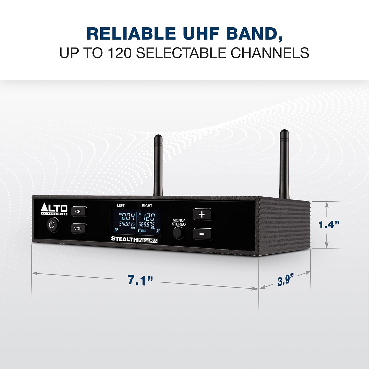 ALTO Stealth Wireless MKII UHF Stereo Wireless Audio System for Active Speakers with Transmitter and 2 Receivers, 2 XLR Ins, Expandable