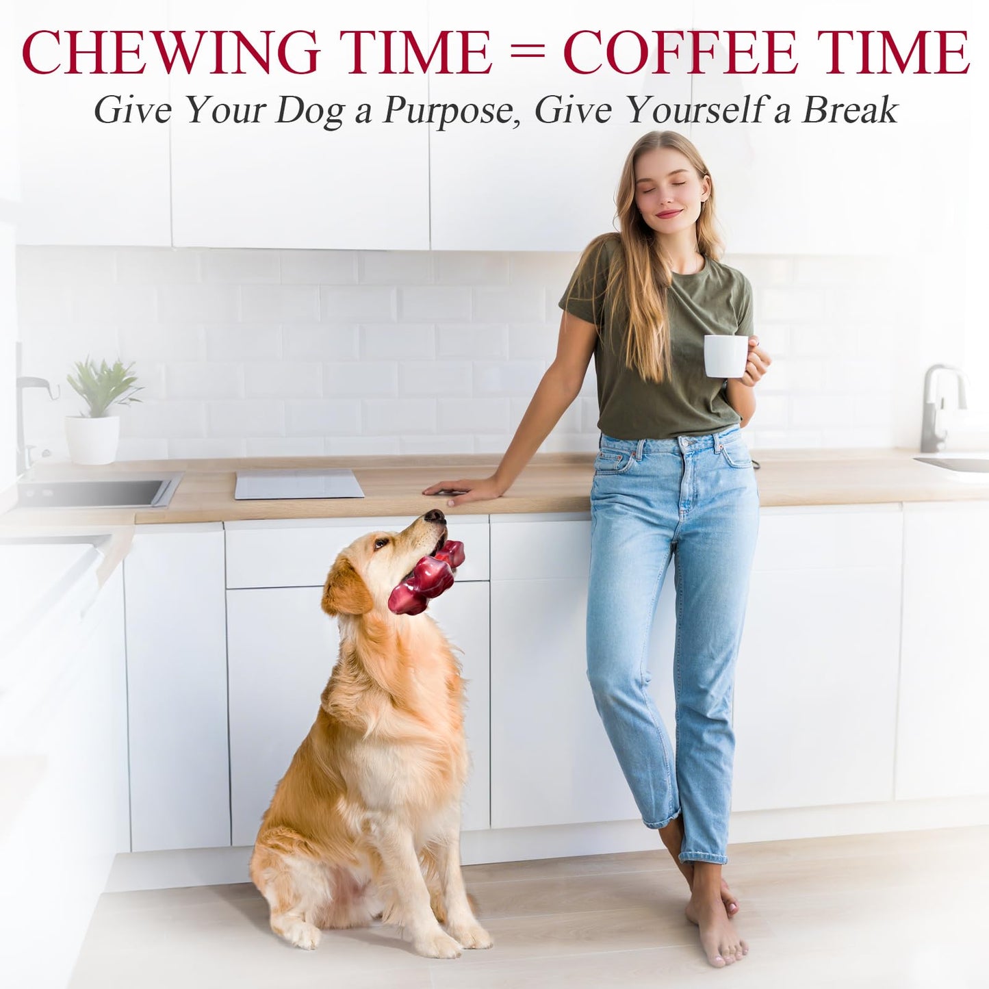 Apasiri Tough Dog Toys for Aggressive Chewers Beef Flavor: 8" Dog Chew Bone for Large Breed, Nylon & Rubber Chew Toy for Medium Large Dogs