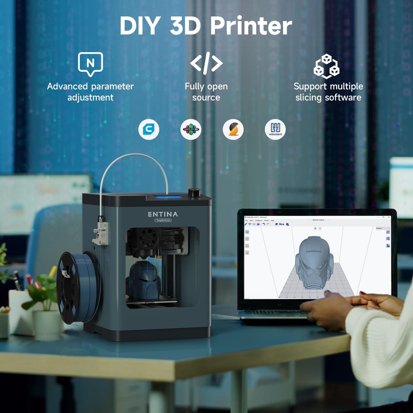 3D Printers TINA2 Plus V2, 250mm/s High Speed Auto Leveling FDM Mini 3D Printer with Spring Steel Platform, Fully Assembled 3D Printer for Kids and Beginners with WiFi High Precision 3D Printers