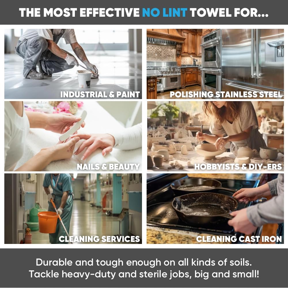 16" x 16" Mwipes Microfiber Disposable Shop Towels for Cleaning - Lint Free (500 Count) - Microfiber Wholesale