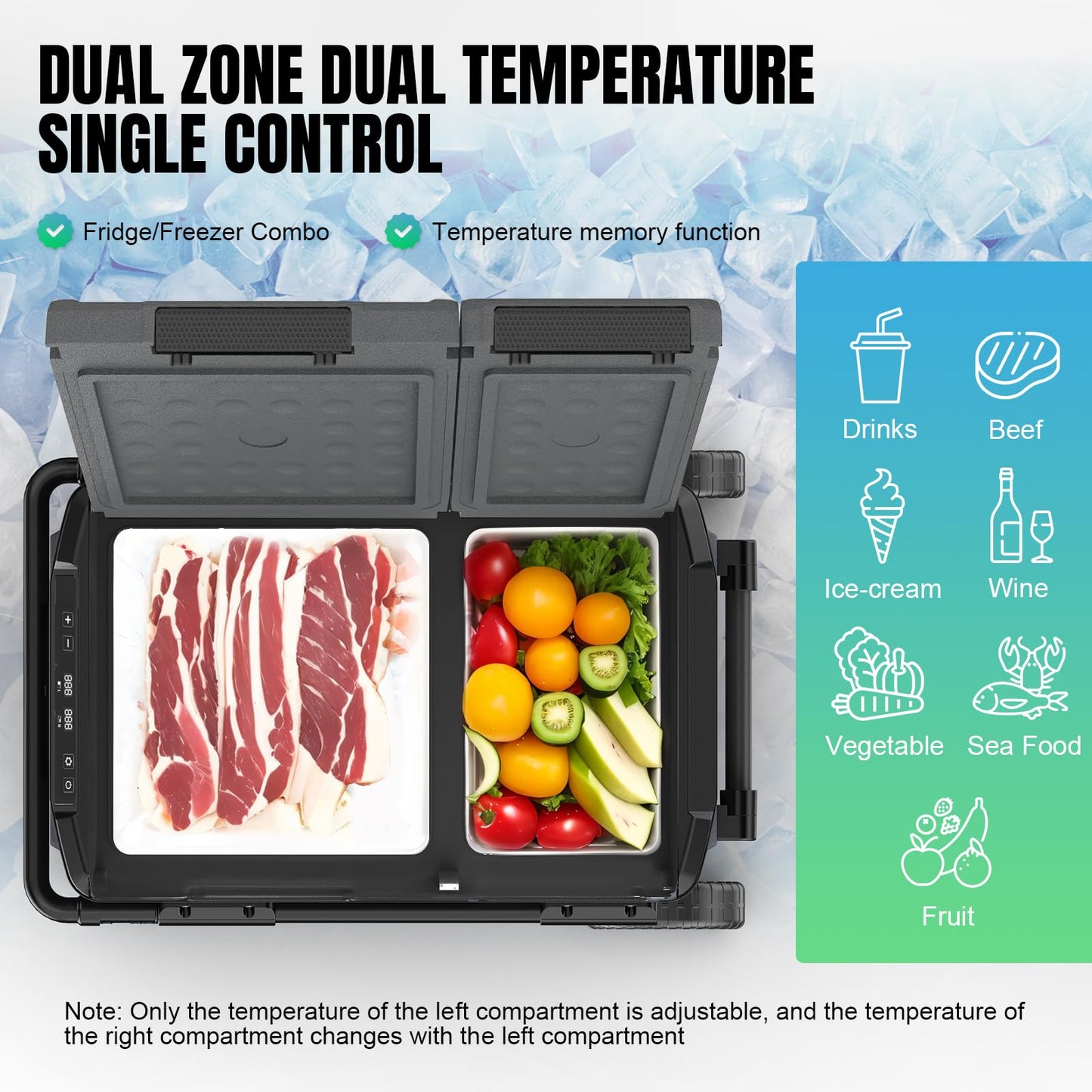 YELLOW JACKET 12v Car Refrigerator, 52-Quart Portable Freezer Electric Cooler with Wheels, 12V Car Fridge for Outdoor Camping Travel,12/24V DC 110~240 Volt AC Refrigerator for Home,RV, Offic