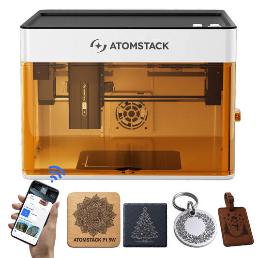 Atomstack P1 5W Laser Engraver,Portable Laser Engraving Machine and Laser Cutter with Free Atomstack App and Software for DIY Beginner,4.3*4.3" Engraving Area for Plywood,Aluminum Sheet,Leather,Tags