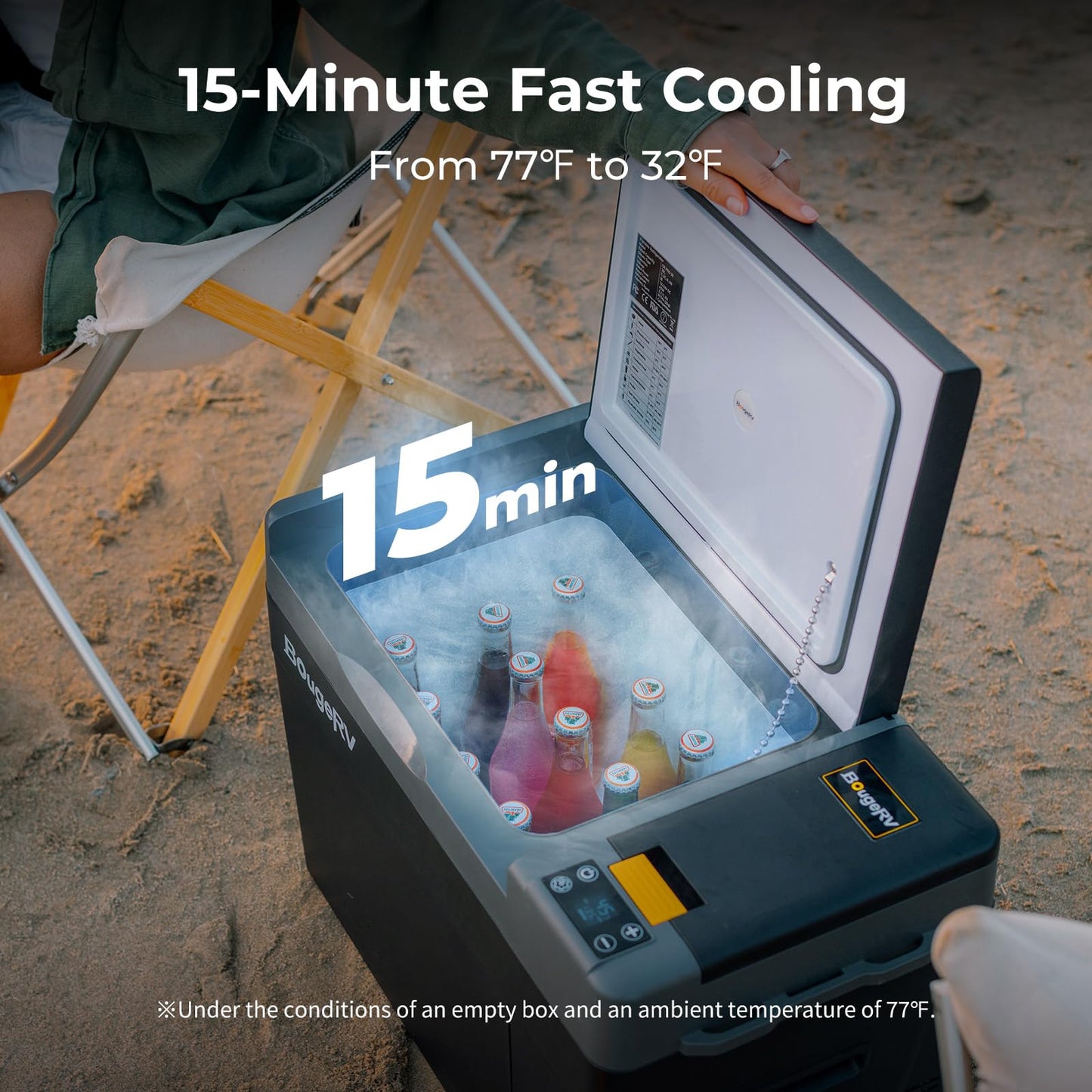 BougeRV 12 Volt Refrigerator, CRPRO 30 Quart 12V Car Fridge, Portable Freezer (-8℉~50℉), Compressor Electric Cooler with 12V/24 DC, 110-240 AC for Outdoor Camping Overlanding Truck RV SUV Van