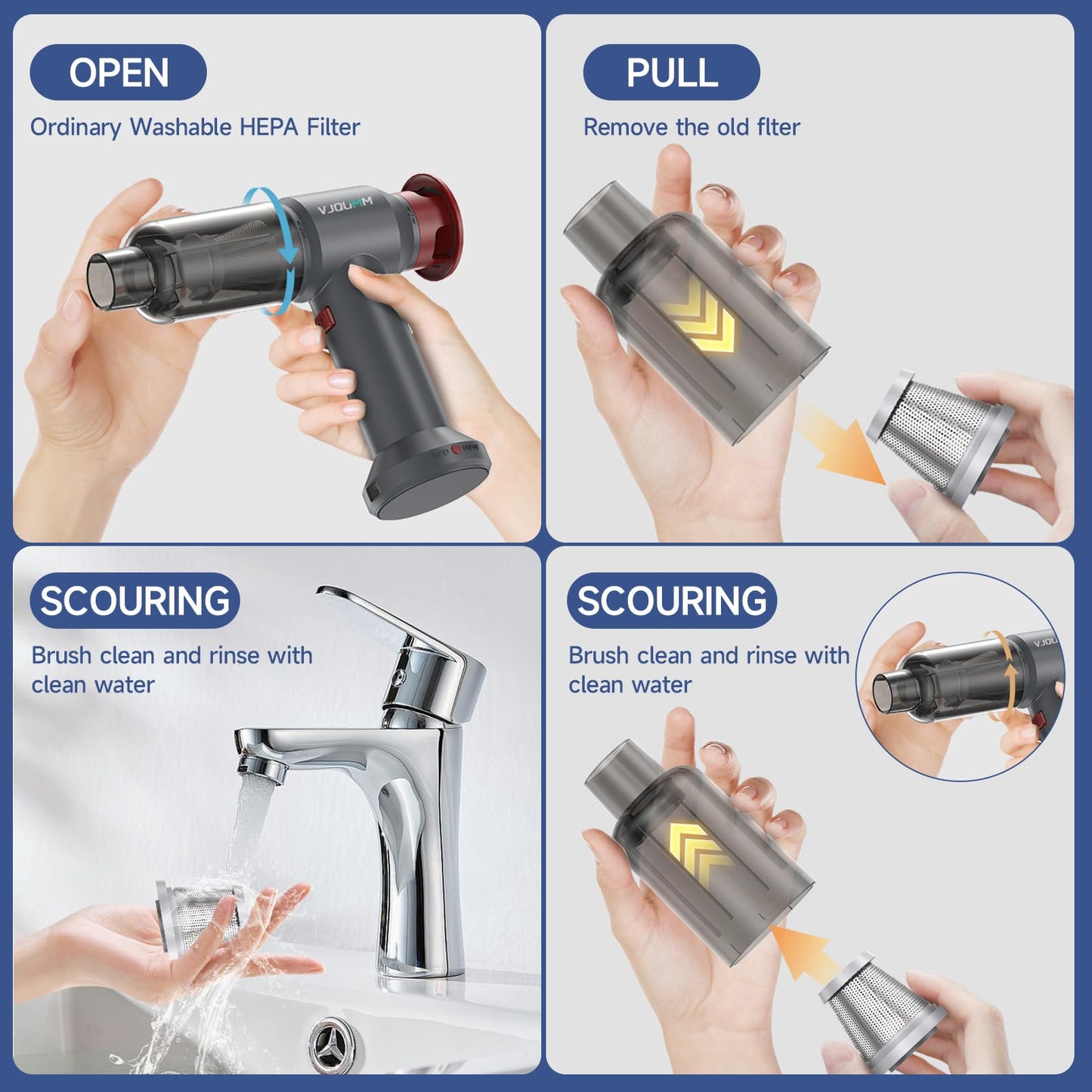 VJQUMM 7 Pack HEPA Filter for Car Vacuum Cleaner, Replacement Handheld Vacuum Filters,Washable Upright Vacuum Hepa Filter for Car, Home, Office, Pet