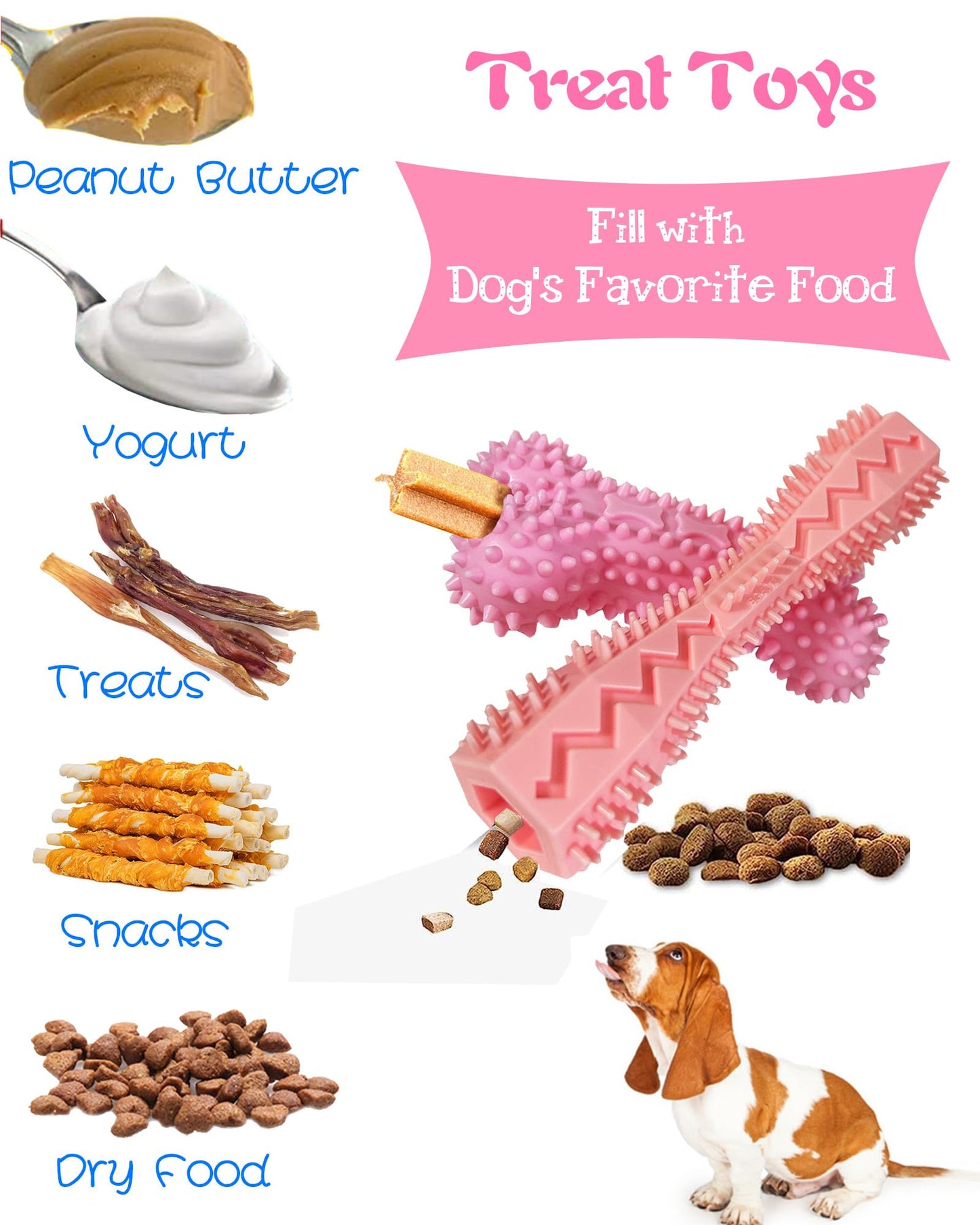 4 Pack Puppy Toys for 2-8 Months Pets Dog Chew Toy for Small Puppies Teething Toys for Cleaning Teeth Cute Pink Small Dog Toys Soft Durable Interactive Chew Toy Puppy Supplies Starter Kit (Pink)