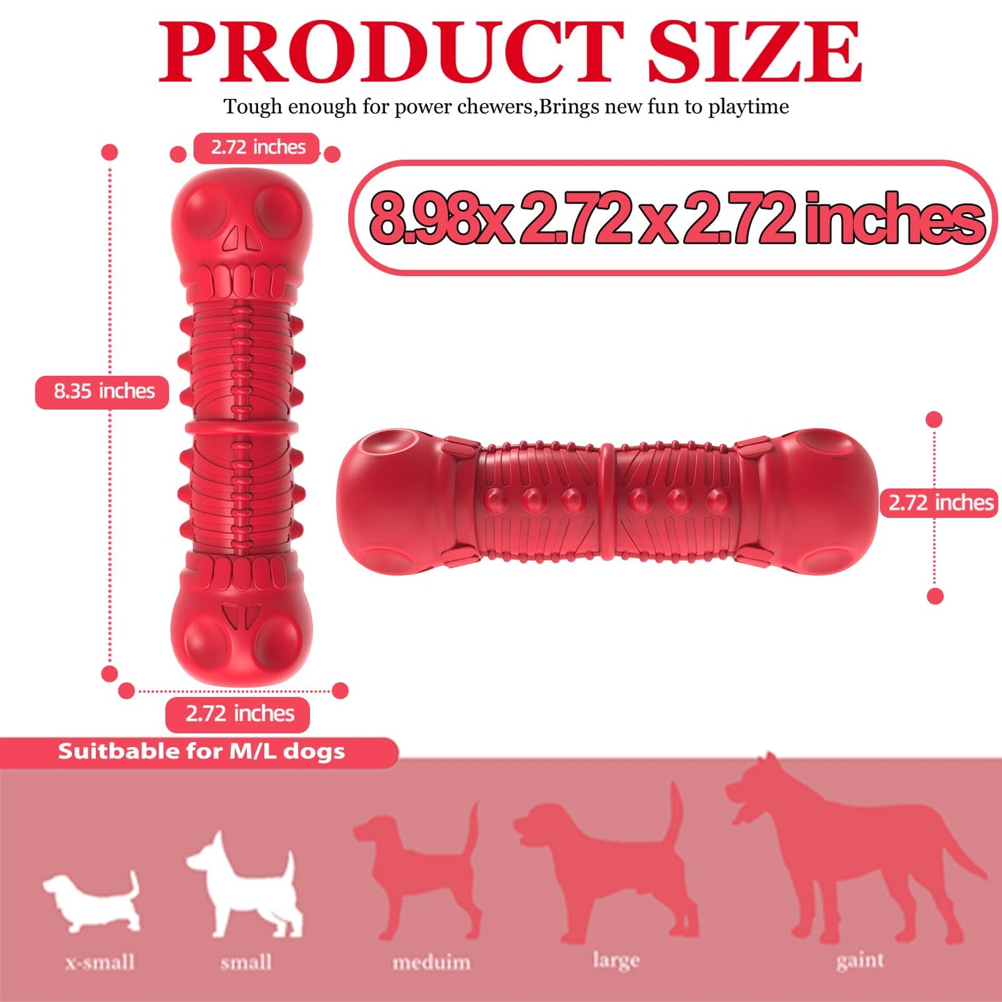 ZIKATON Dog Squeaky Toys for Aggressive Chewers, Durable Chew Toys for Large Medium Breed Dog, Dog Toys, Tough Durable Dogs Toys with Natural Rubber
