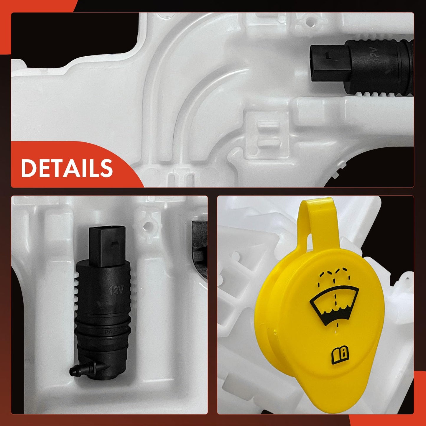 A-Premium Windshield Washer Reservoir Tank Assembly Compatible with Jeep JL Series Wrangler 2018-2024, JT Series Gladiator 2020-2023 - with Washer Pump & Cap & Fluid Level Sensor