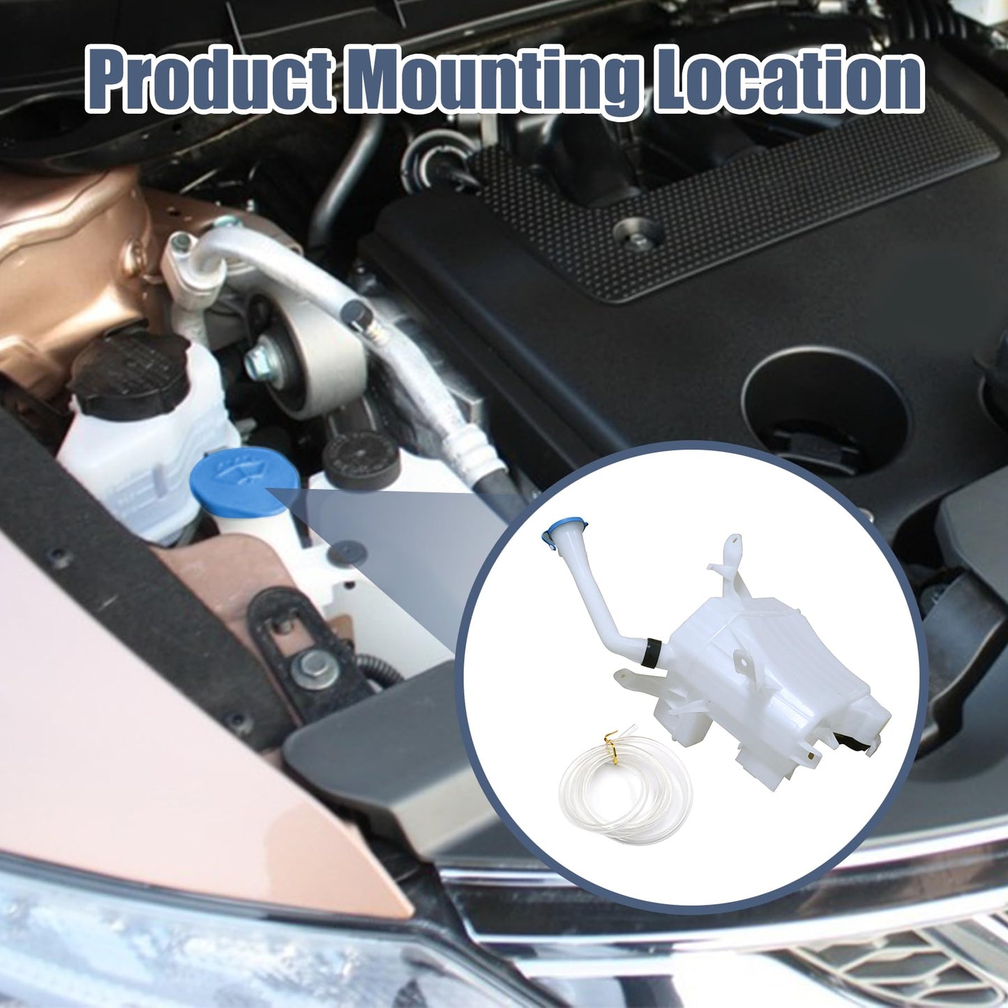 XQSMWF Front Windshield Washer Reservoir with Pump Compatible with Nissan Murano 2015 2016 2017 2018 289105AA0A NI1288201 28910-5AA0A Washer Fluid Reservoir Tank Bottle