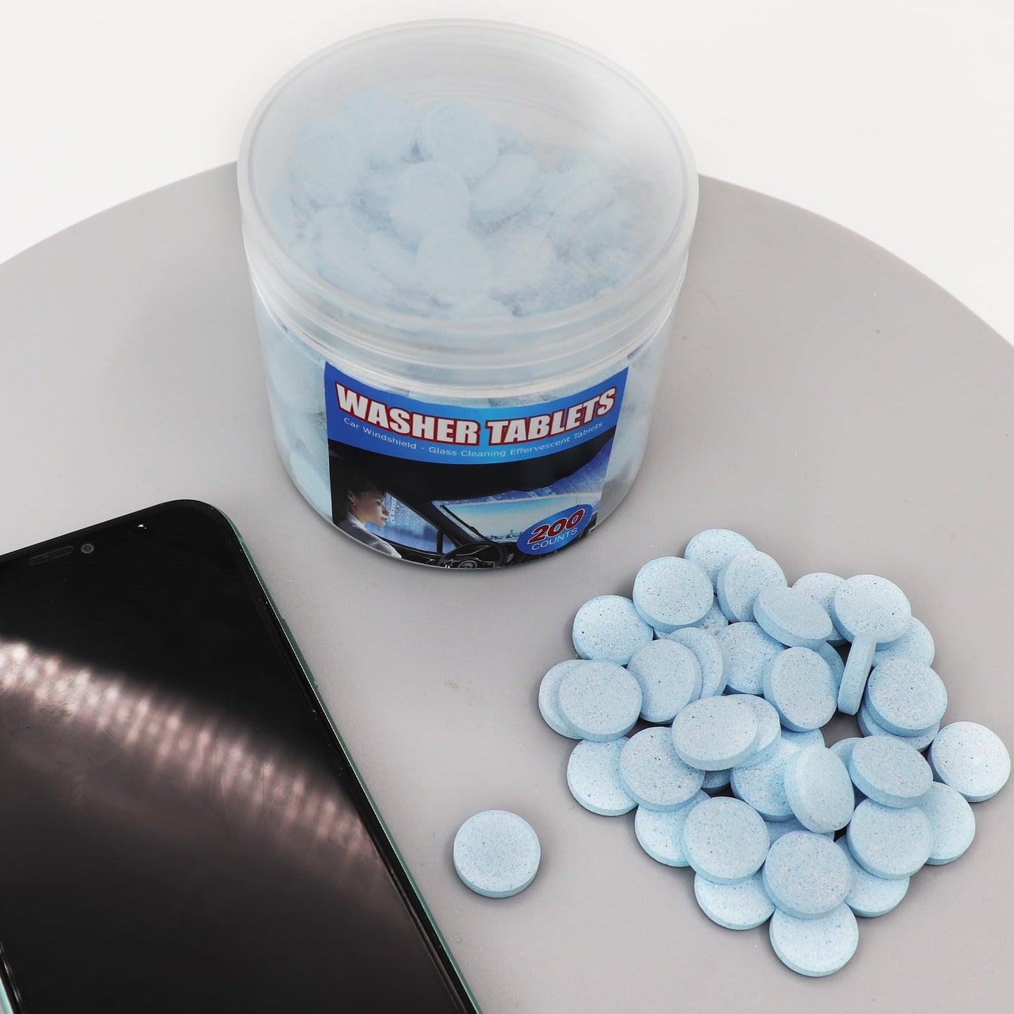 200 PCS-Car Windshield Washer Tablets, Glass Cleaner, Concentrated Effervescent Tablets, Solid Windshield Effervescent Wiper Tablet for Car Window Glass Cleaning