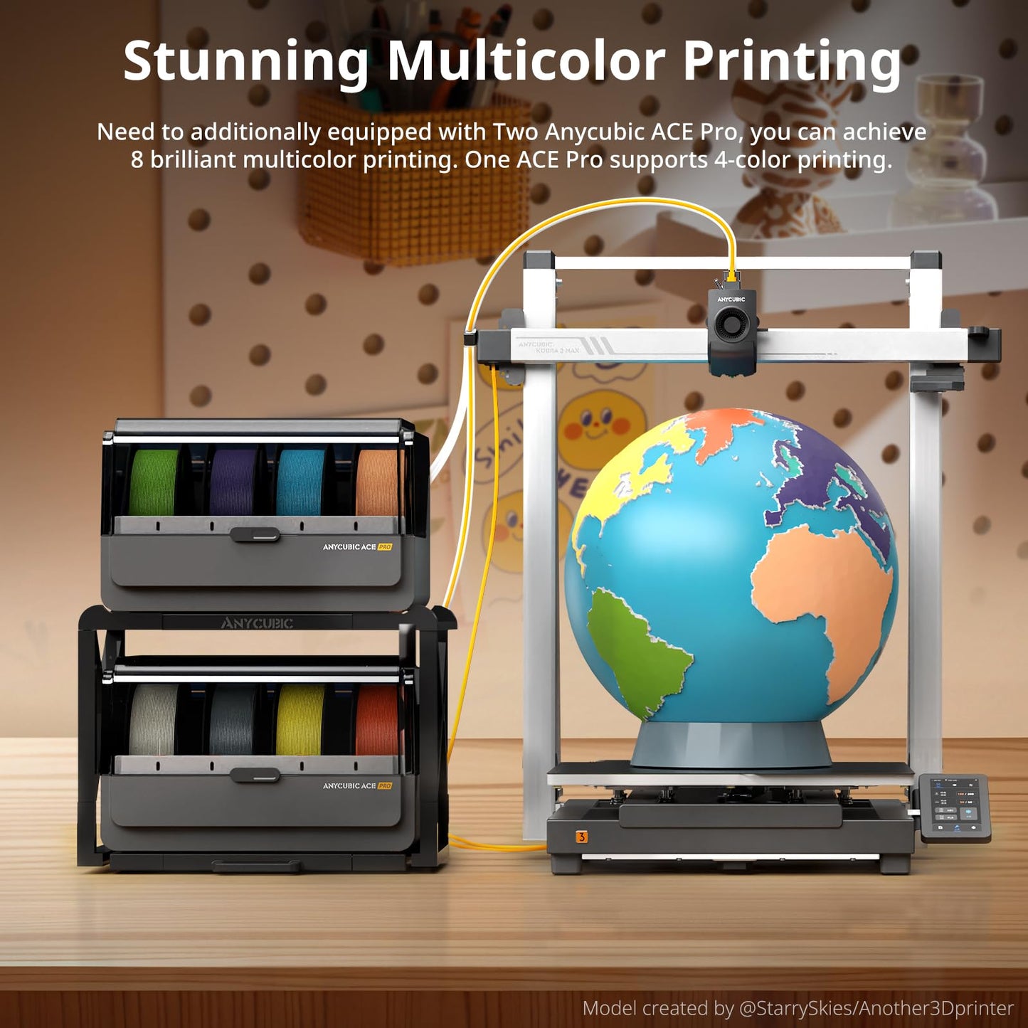 Anycubic 3D Printer Kobra 3 MAX Only, Support Multicolor Needs ACE Pro Large Printing Volume, 600mm/s High-Speed Precise Auto-Leveling & Anti-Skip Upgrade 420 * 420 * 500mm Print Volume