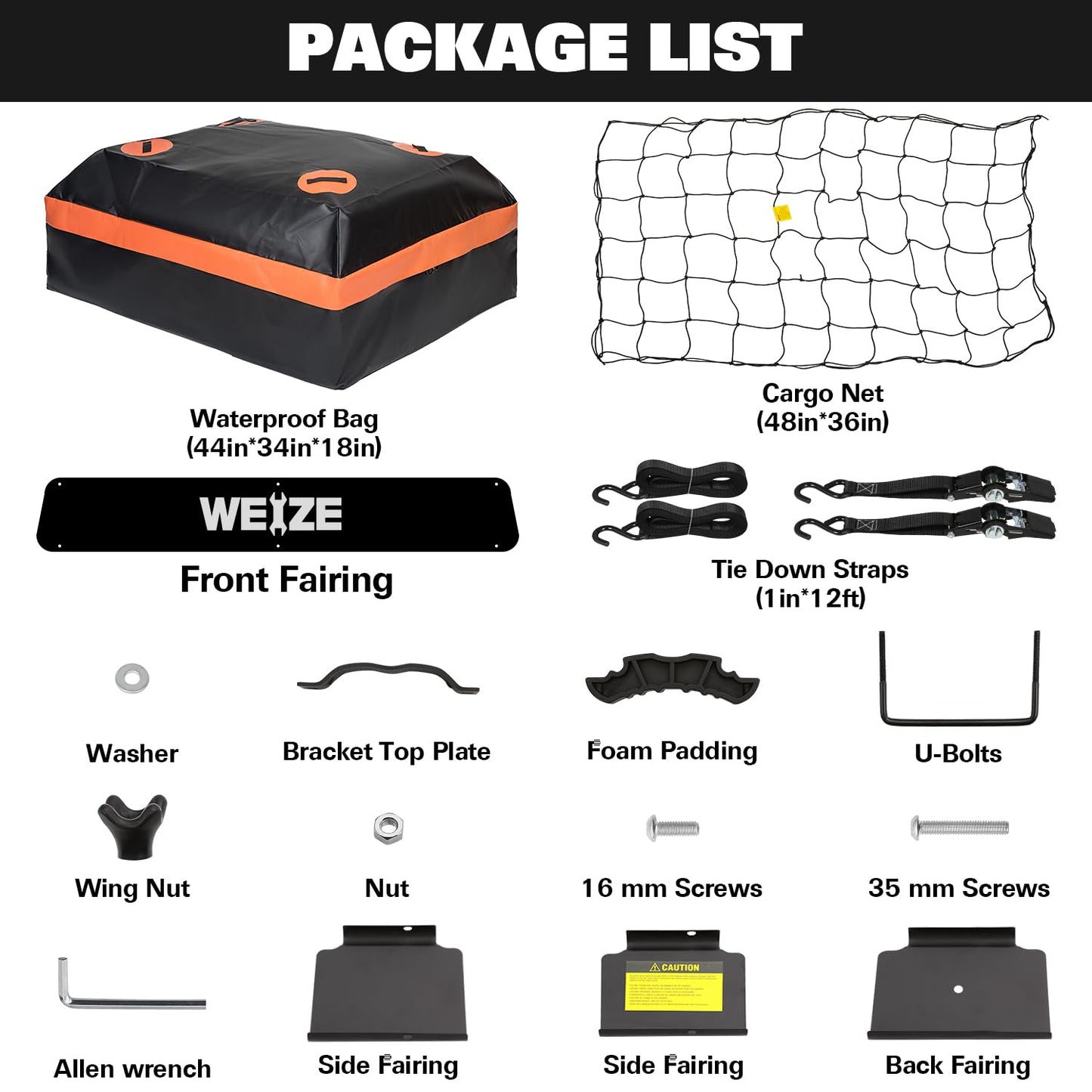 WEIZE 54" x 34" Heavy Duty Roof Rack, Rooftop Cargo Carrier Basket with Waterproof Bag, Tie Down Strap, Net, Rack Extension and Car Top Luggage Holder for SUV, 200lb Capacity, Steel Construction