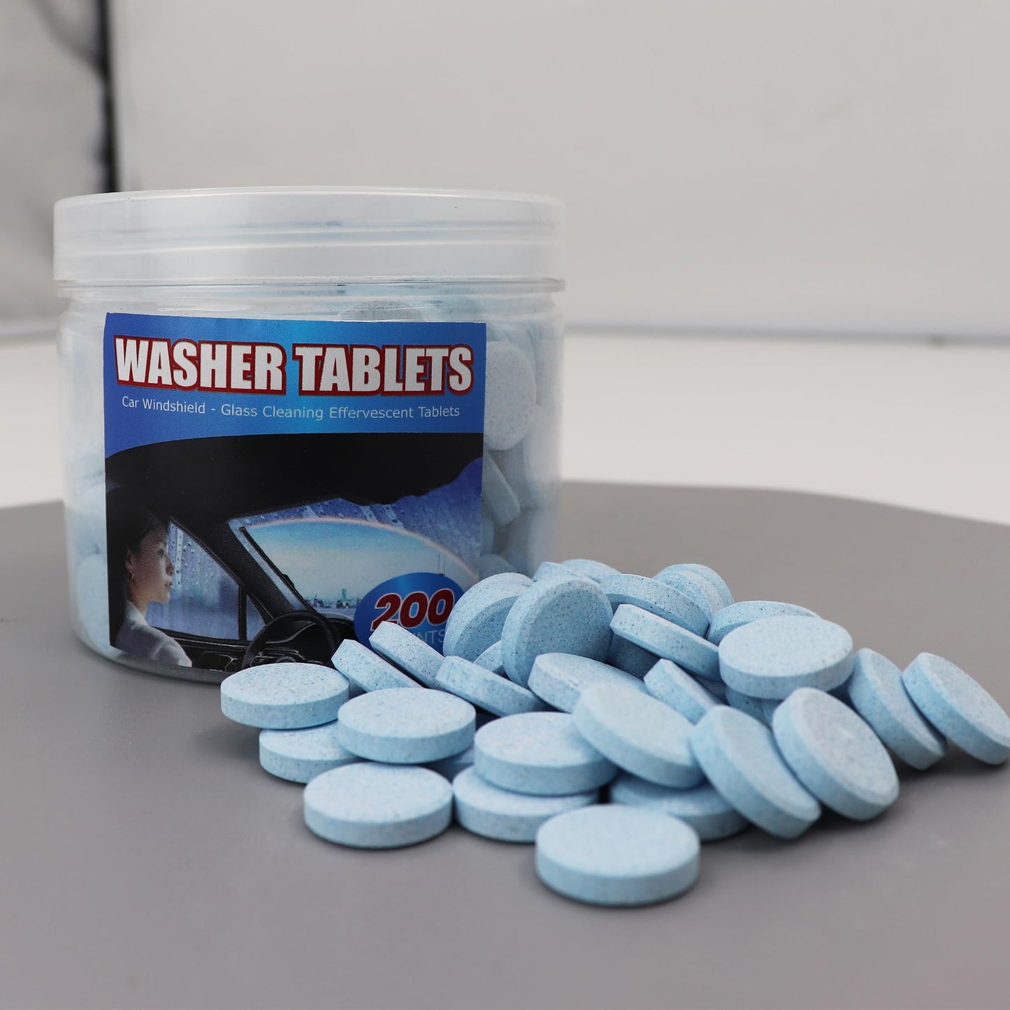 200 PCS-Car Windshield Washer Tablets, Glass Cleaner, Concentrated Effervescent Tablets, Solid Windshield Effervescent Wiper Tablet for Car Window Glass Cleaning