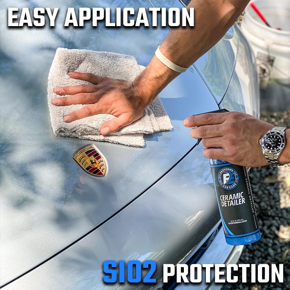 ExoForma Ceramic Detailer - SiO2 Ceramic Spray Wax Sealant, Delivers High Gloss, Superior Durable Protection & Hydrophobic Action - Extends Coating Lifespan - For Cars, Boats, ATVs & RVs, 128 oz