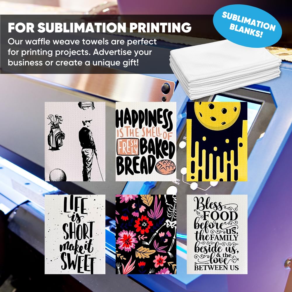 Microfiber Wholesale Sublimation Blanks Towels 16x24 - Premium Waffle Weave Microfiber Towels for Kitchen - Polyester Blanks for Kitchen or Craft Use - Bulk Pack of 156