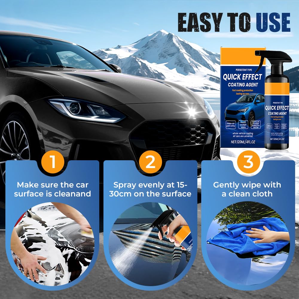 2025 New Advanced Car Quick-acting Coating Agent Spray, Car Coating Sprays, Quick Effect Cars Scratch Wax Polish Spray, Waterless Wash, Oil Film Emulsion Glass Cleaner(2pcs, 8.12FL Oz)