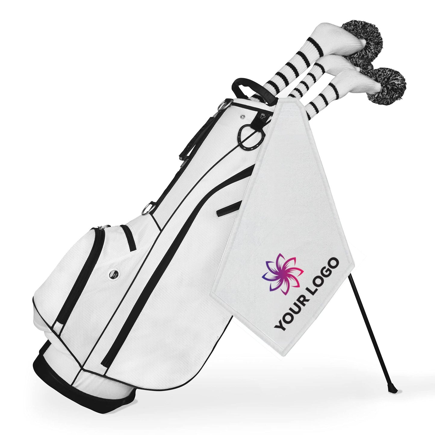 Smart Go - Golf & Sports Towel with Carabiner Clip (100 Towels) - Digital Custom Print Your Company Artwork or Business Logo - Promotional Golf Towel for Sports Activities - 8 x 11.75