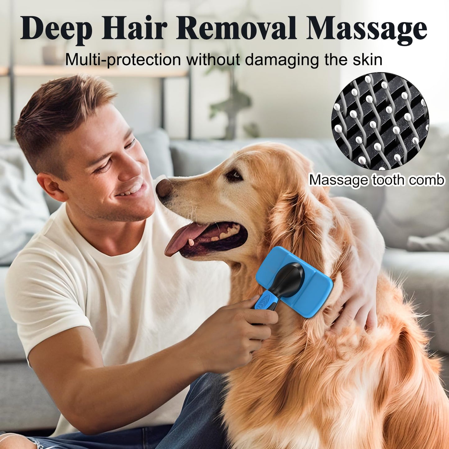 3PCS Dog Grooming Kit - Deshedding Brush, Slicker Brush, Bath Brush and Comb for Pet Supplies (Blue Black)