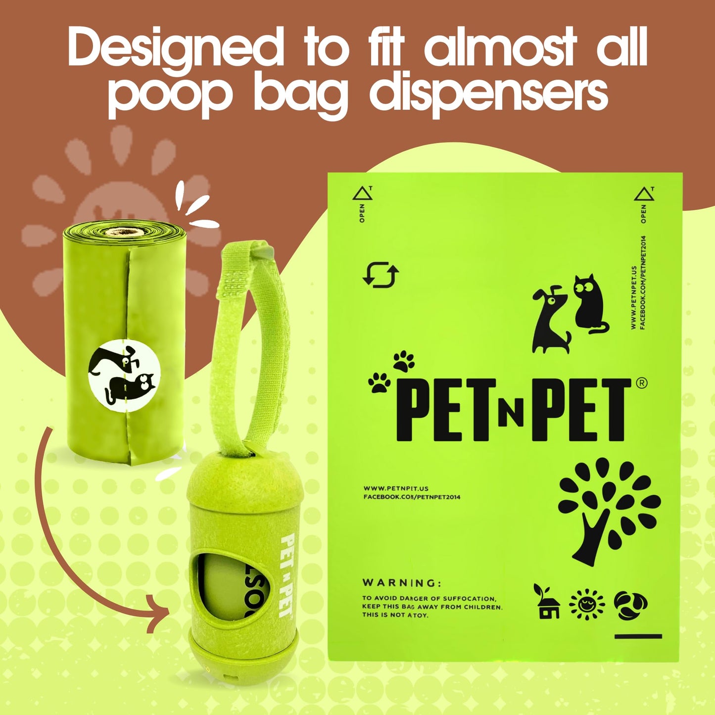 Pet N Pet Poop Bags For Dogs, 240 Counts Plant Based Dog Poop Bags Rolls, Thick Doggie Poo Bag, 100% Leak-proof, Easy to Use Pet Waste Bag