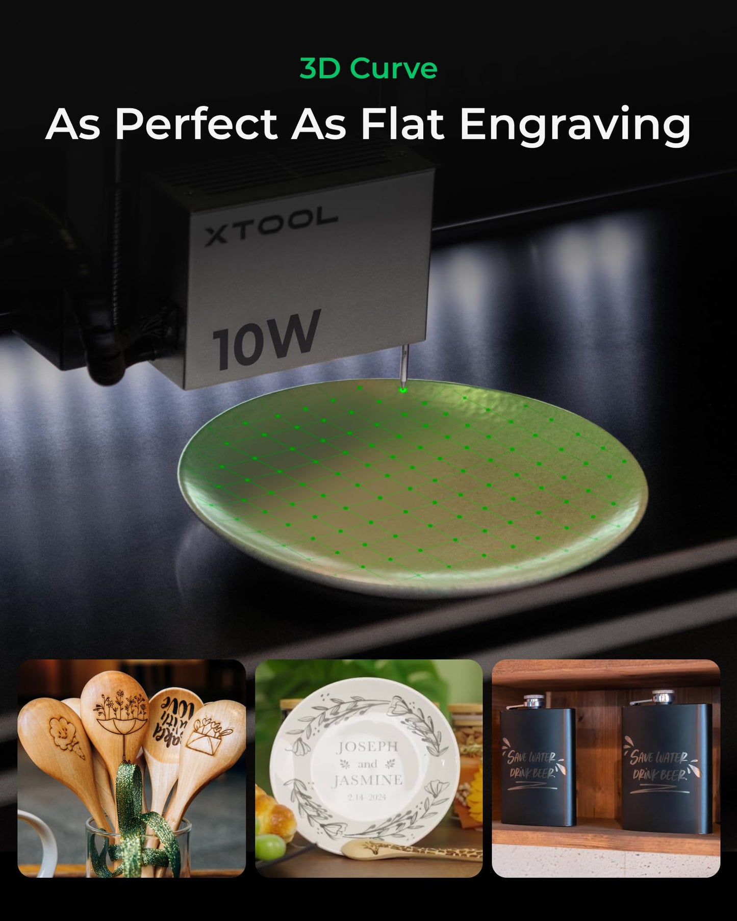 xTool S1 Laser Engraver and Cutter Machine with Air Assist & Honeycomb, 23.93" x 15.16" Bed Size, Beginner-friendly, Class 1 Safety Laser Engravering Machine for Wood and Metal, Acrylic - Basic Bundle