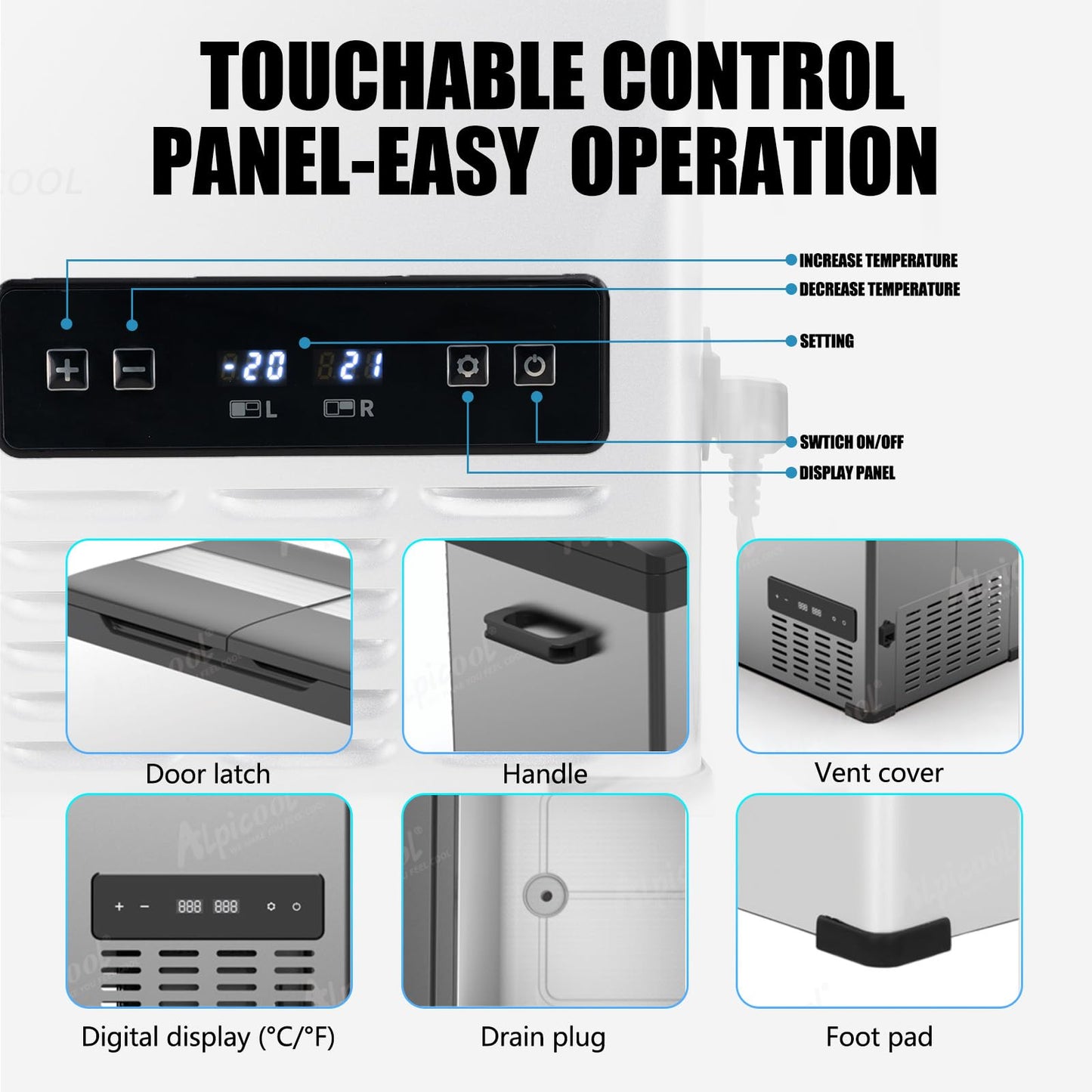 Alpicool CHS55 Dual Temperature Control 12 Volt Refrigerator 42 Quart Portable Car Fridge Freezer (-4°F~68°F) for Truck, RV, Boat, Camping and Travel