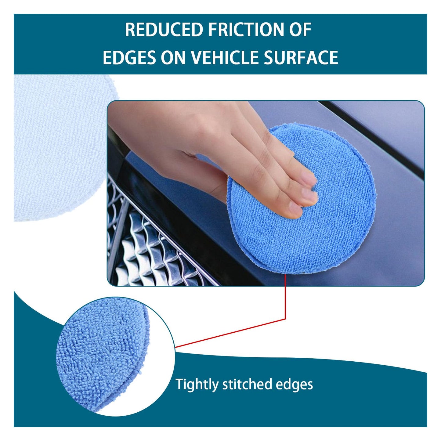 Ziciner 6 Pack Car Microfiber Applicator Pads, Car Wax Foam Buffing and Cleaning Pads, Tire Shine Applicator, Ultra Soft Wash Sponge for Cars, 5 Inch Diameter in Round