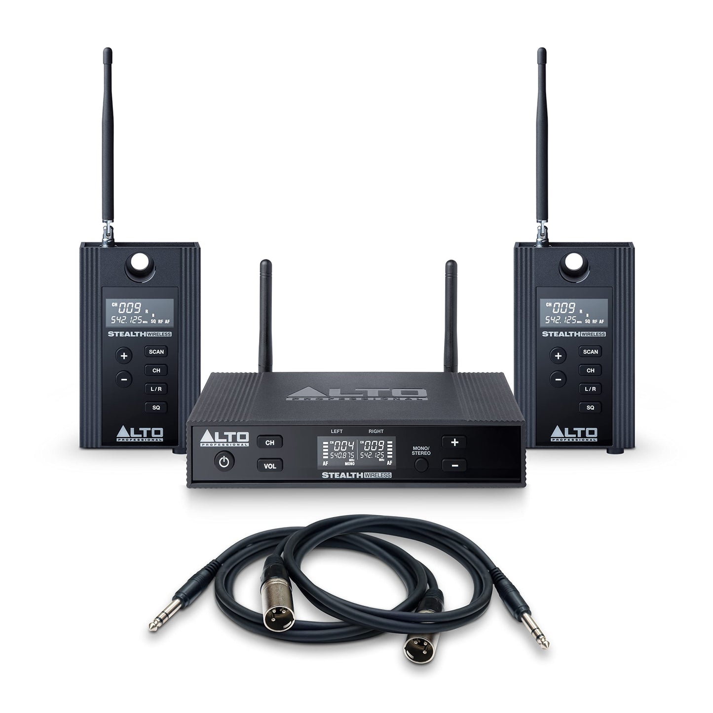 ALTO Stealth Wireless MKII UHF Stereo Wireless Audio System for Active Speakers with Transmitter and 2 Receivers, 2 XLR Ins, Expandable