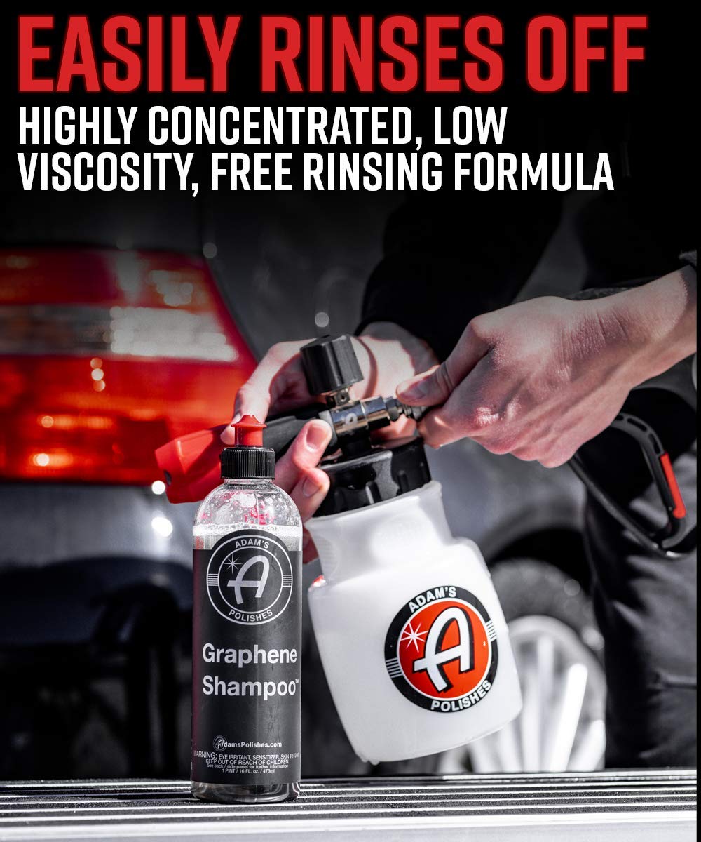Adam's Polishes Graphene Shampoo Washing Bundle - Ceramic Coating Infused Car Wash Soap - Powerful Cleaner & Protection In One Step - pH Neutral, High Suds For Foam Cannon, Gun, Or Detailing Buck