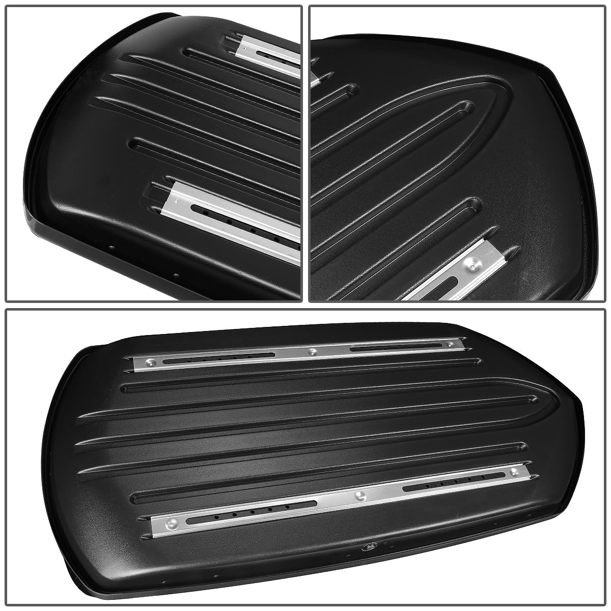 12.5 cu. ft. Rooftop Cargo Box and 120cm Adjustable Aluminum Roof Rail Cross Bars with Lock and Keys Included 67" L x 30" W x 13" H Hard Shell Waterproof Car Roof Luggage Carrier