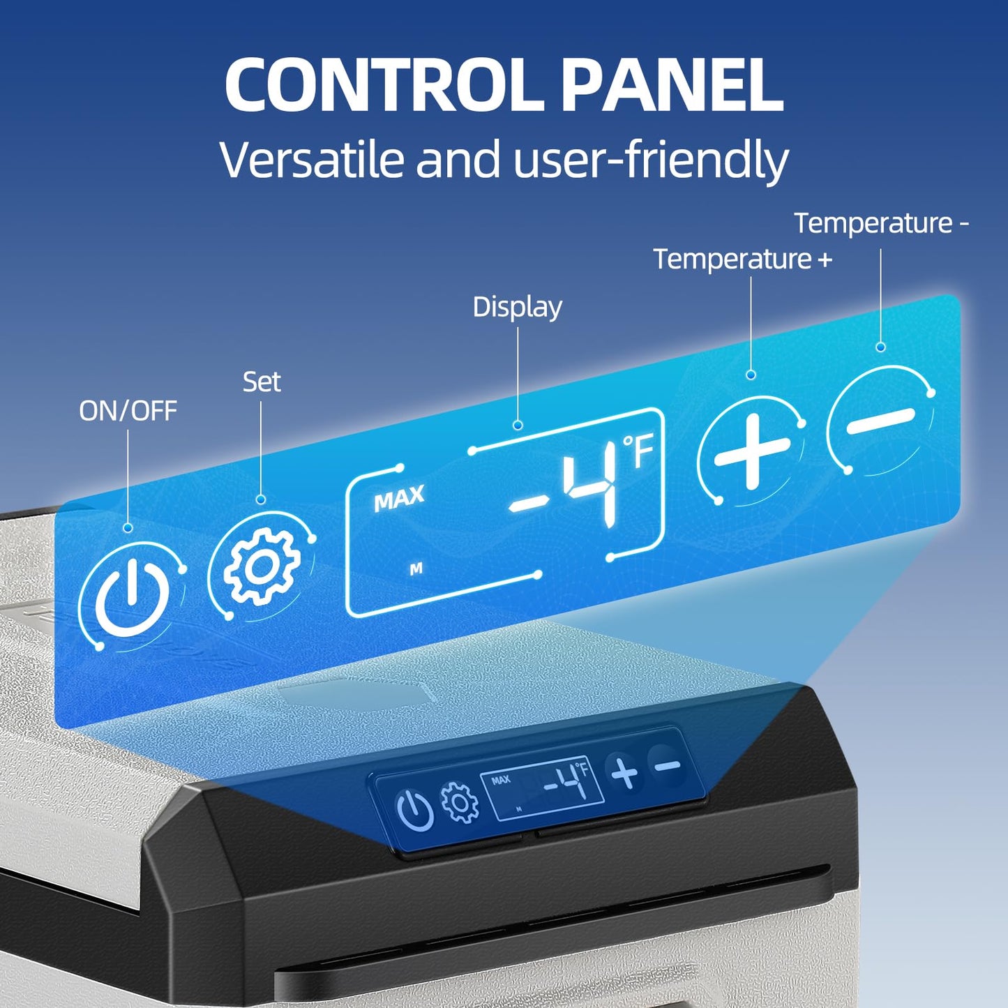 12V Car Refrigerator, 32QT Portable Freezer Compressor Cooler with Reversible Door, 100–240V AC / 12V / 24V DC Powered, for Truck Van RV Camper SUV Travel Camping Road Trips Tailgating,-4℉-50℉