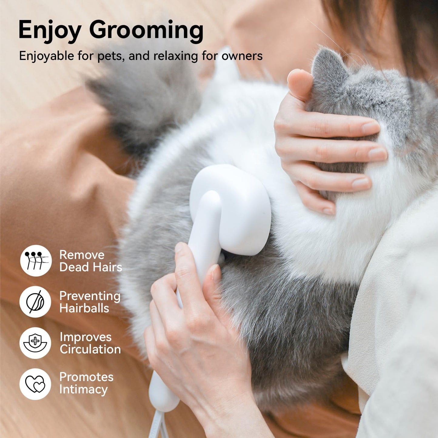 Aumuca Cat Brush for Shedding, Cat Brushes for Indoor Cats, Cat Brush for Long or Short Haired Cats, Cat Hair Brush Cat Grooming Deshedding Brush for Dog Kitten Horse Massage Removes Loose Fur, White