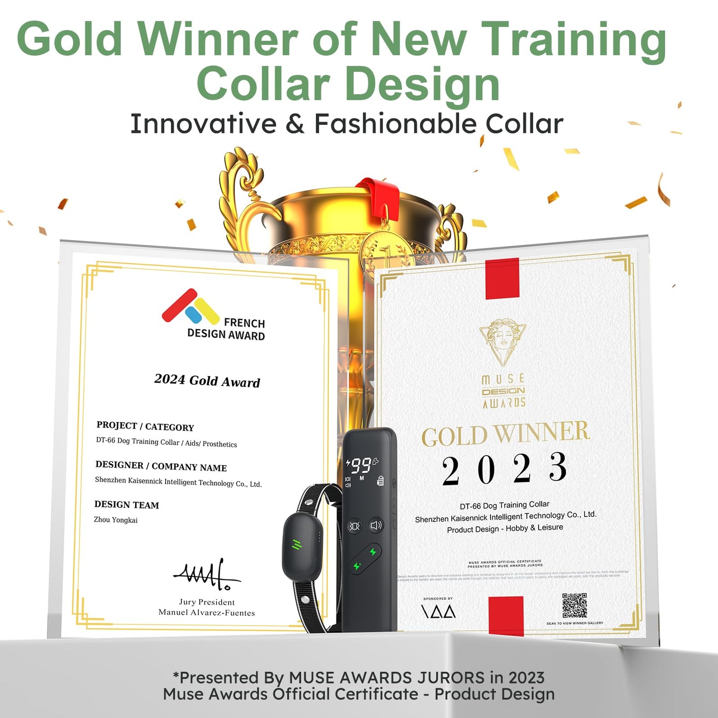 Dog Shock Collar - Electric Dog Training Collar with Remote 1600FT, Rechargeable E-Collar Waterproof Collars with 3 Training Modes, Security Lock for All Breeds, Sizes