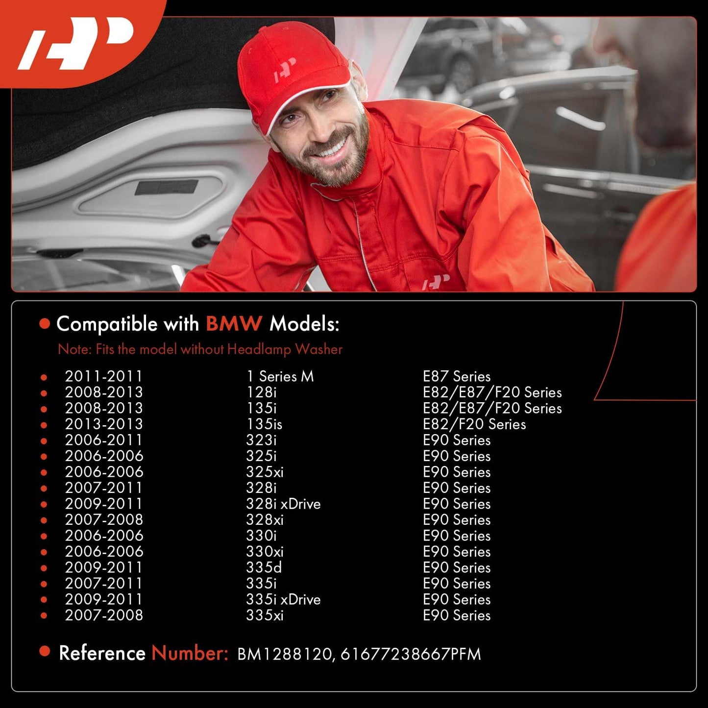 A-Premium Windshield Washer Reservoir Compatible with Select BMW Model -323i, 325i, 328i, 335i, 335d, 335i xDrive, 328xi, 128i, with (Washer Pump/Cap/Fluid Level Sensor/Filler Neck/Hose/Bracket)