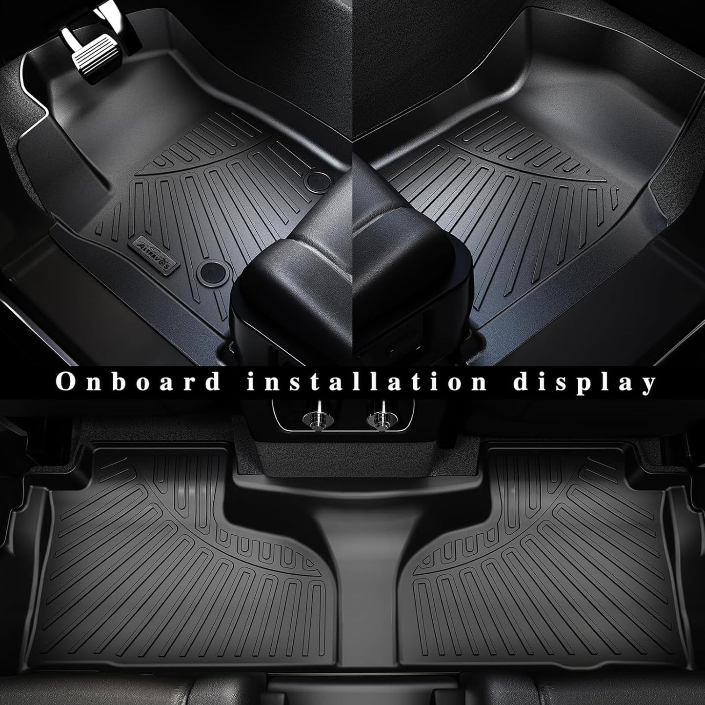 Floor Mats for 2025 Cadillac Escalade IQ 7 Seats&Cargo Mat with Backrest Protection&2nd Row Kick mat, TPE All Weather Protection Full Set Car Liners Accessories Covering The Backrest Mat-Black