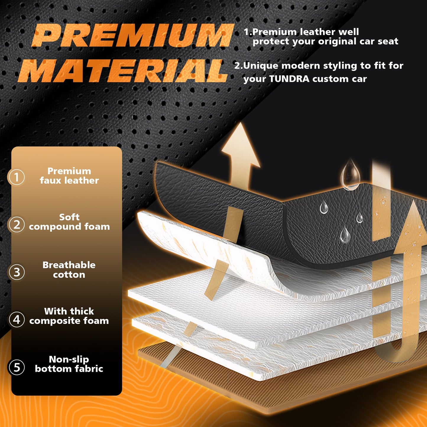 yotruth Car Seat Covers Full Set, Waterproof and Breathable Nappa Leather Seat Covers for Cars, Universal Car Seat Covers Fit for Most SUV Truck Sedan