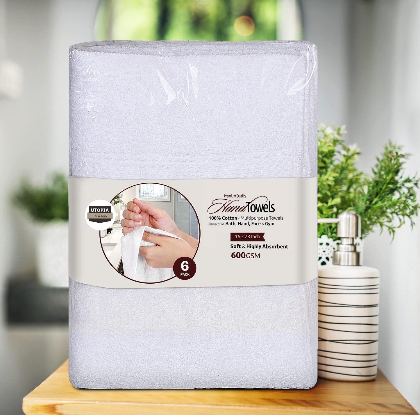 Utopia Towels 72 Pack Premium Hand Towels Set, (16 x 28 inches) 100% Ring Spun Cotton, Ultra Soft and Highly Absorbent 600GSM Towels for Bathroom, Gym, Shower, Hotel, and Spa (White)