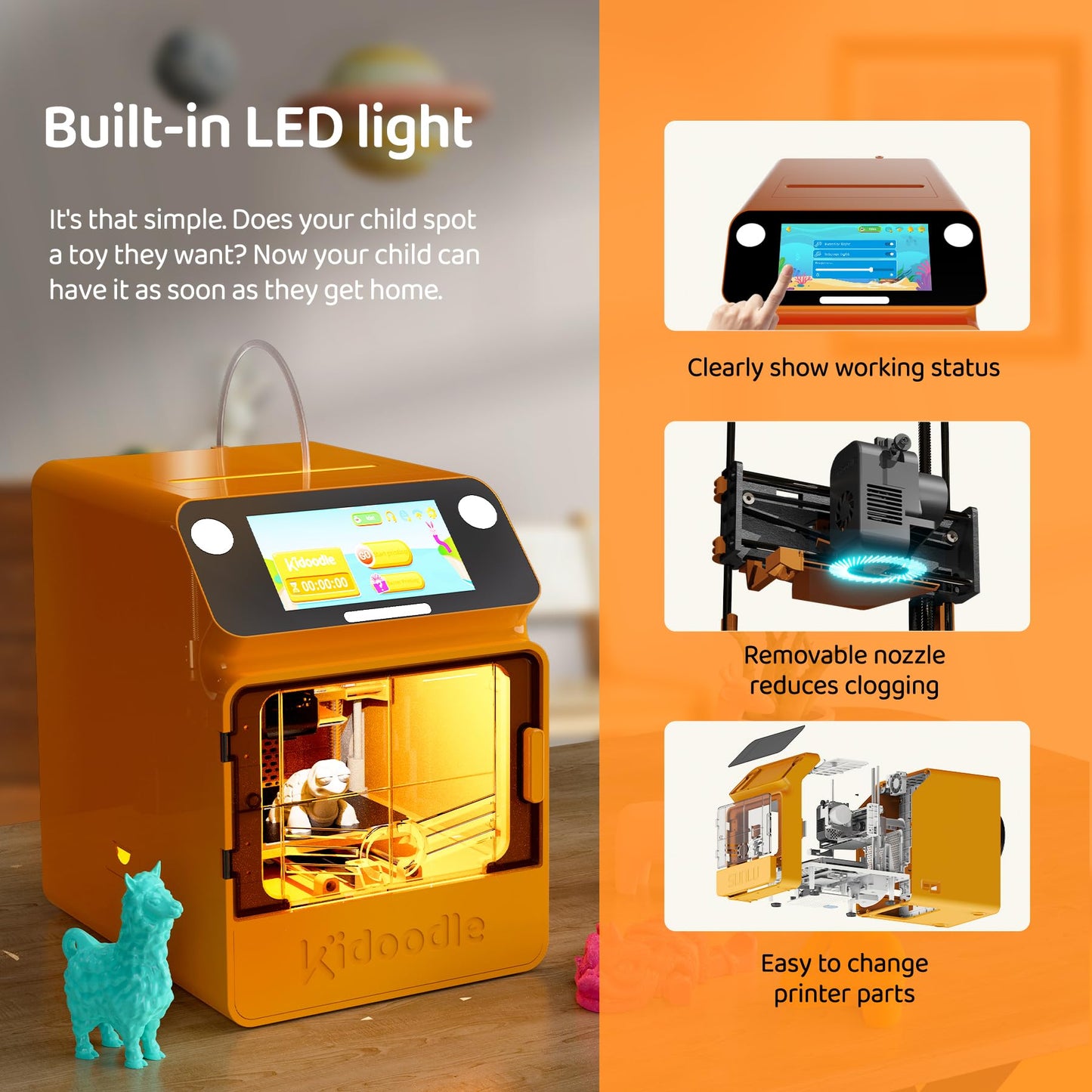 3D Printer for Kids, Safe for Children, Toy 3D Printer, STEM Learning Mate, Wi-Fi & App Control, Weekly Update Toy Library, Touch Screen, Mini Size, Easy Setting/One Click to Print